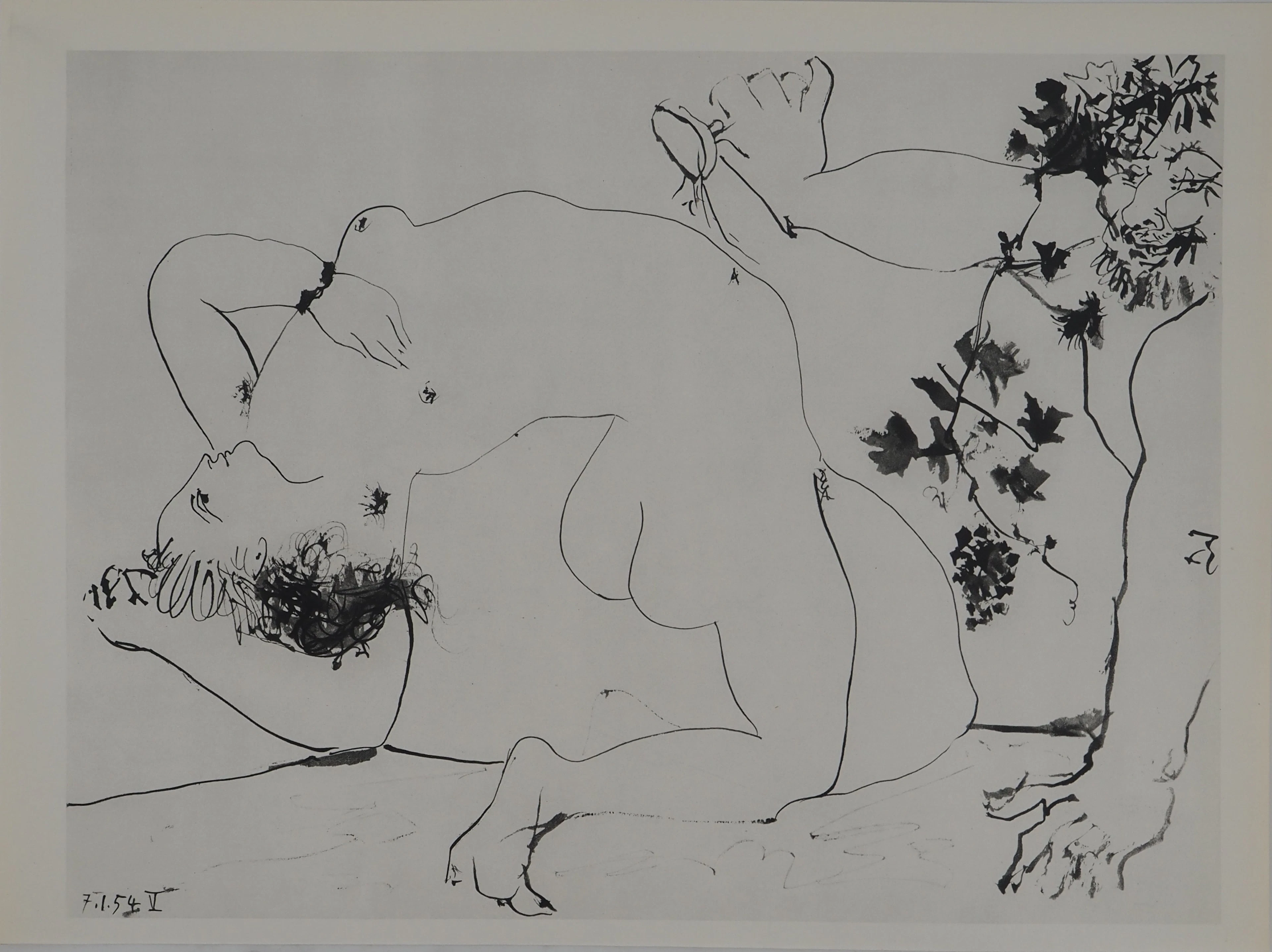 Pablo PICASSO : Comédie Humaine, Dionysos et la nymphe, Héliogravure