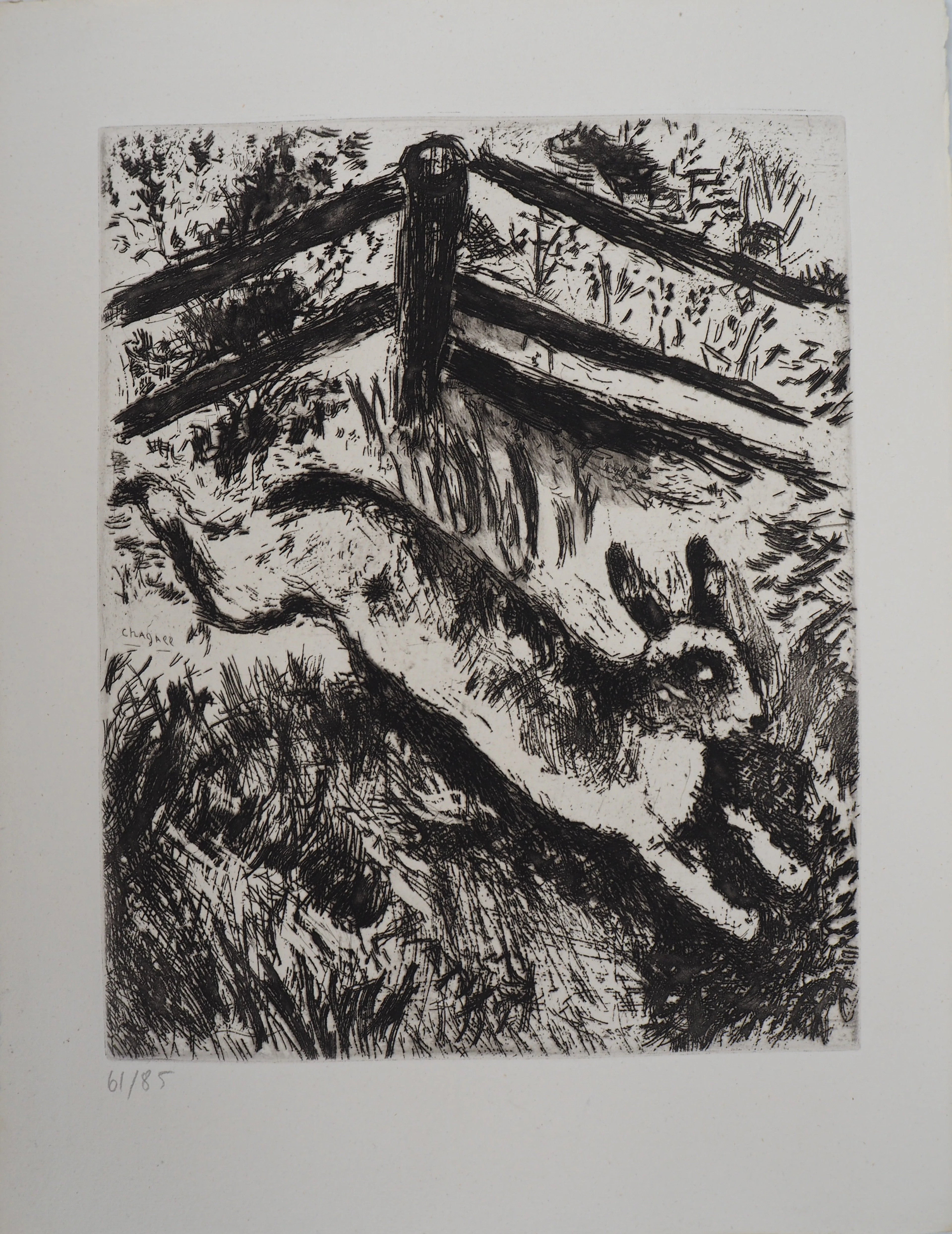 Marc CHAGALL : La course du lièvre, Gravure originale signée