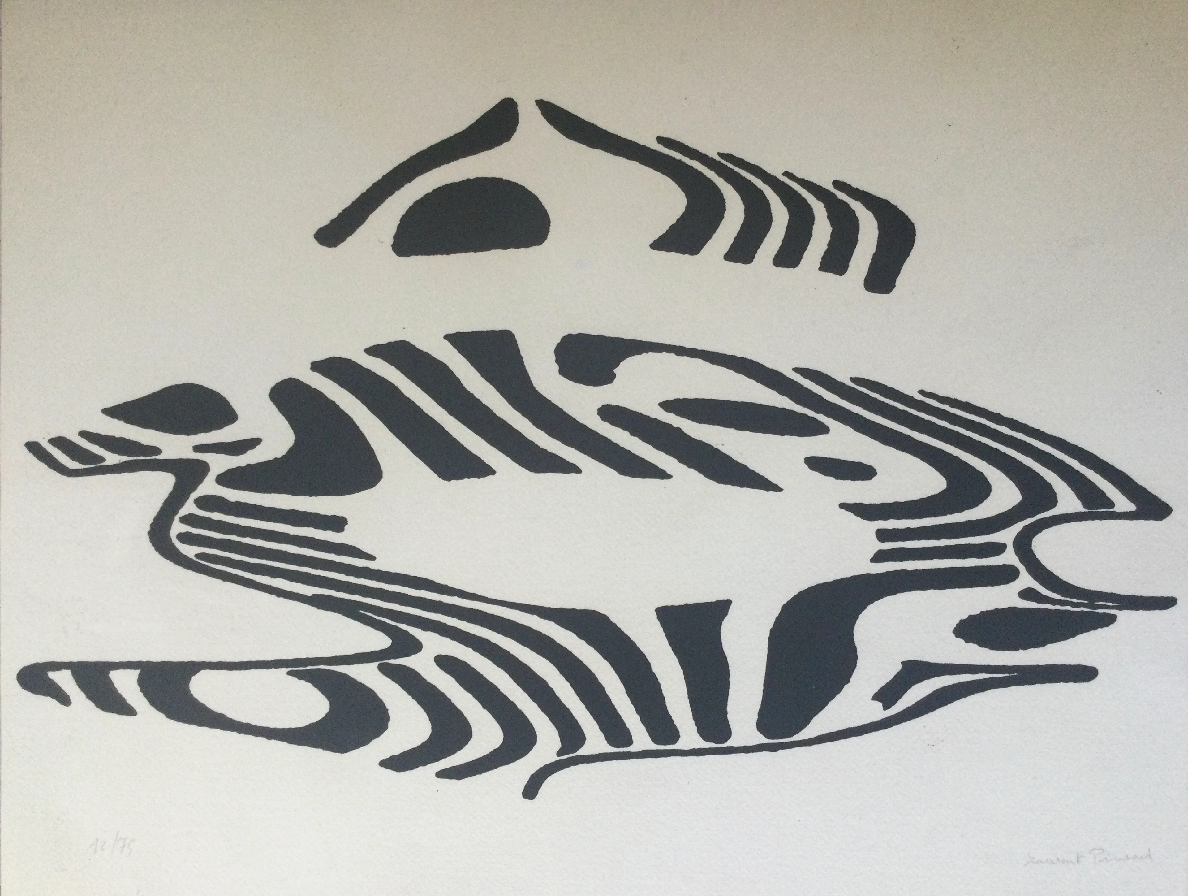 Laurent PINSARD - Composition en noir , vers 1980 - Gravure originale signée