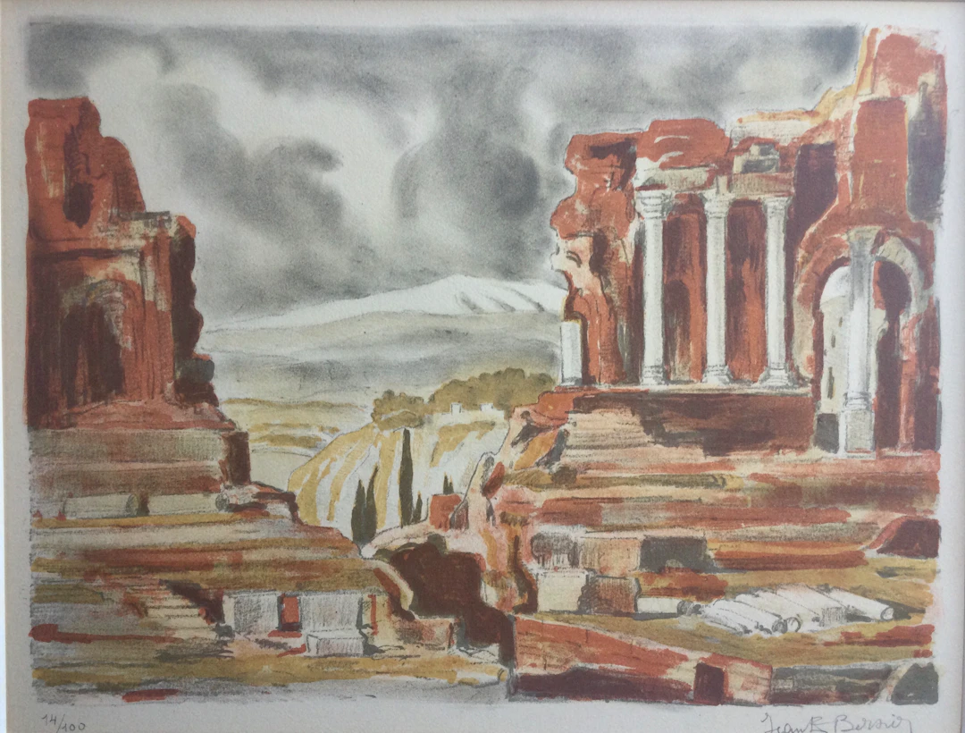 Jean-Eugène BERSIER - L’Acropole - Lithographie originale signée