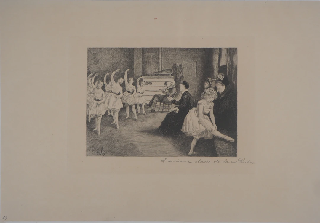Paul Renouard - Jeunes ballerines, 1893 - Gravure originale signée au crayon