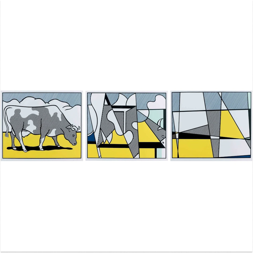 Roy Lichtenstein - Cow Going Abstract, 1985 - Triptyque - Lithographie