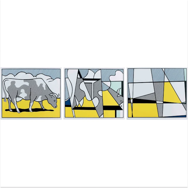 Roy Lichtenstein - Cow Going Abstract, 1985 - Triptyque - Lithographie