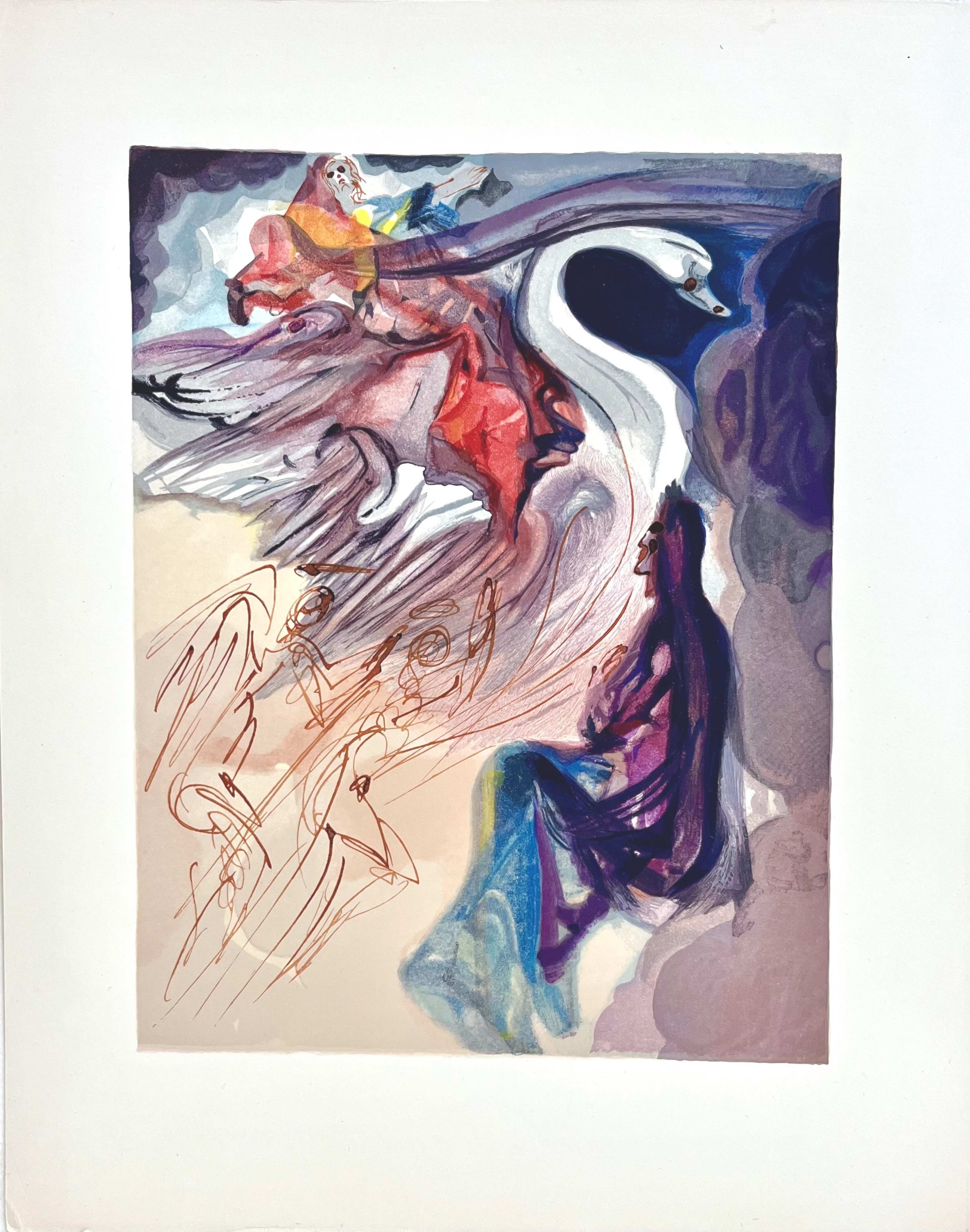Salvado Dali - Bois gravé Le langage de l’oiseau (Divine Comédie)