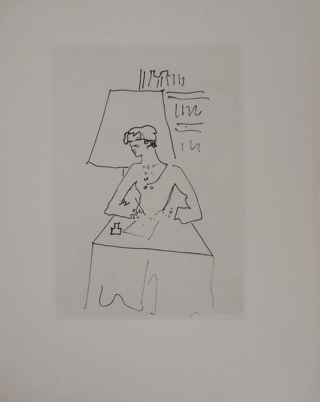 Jean COCTEAU : Le bal du comte d'Orgel, La lettre, gravure originale
