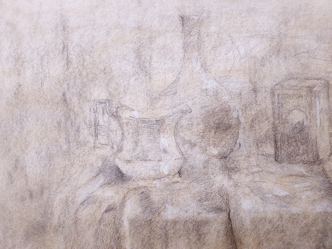 Gilbert PASTOR - Nature morte aux pots - Dessin sur papier