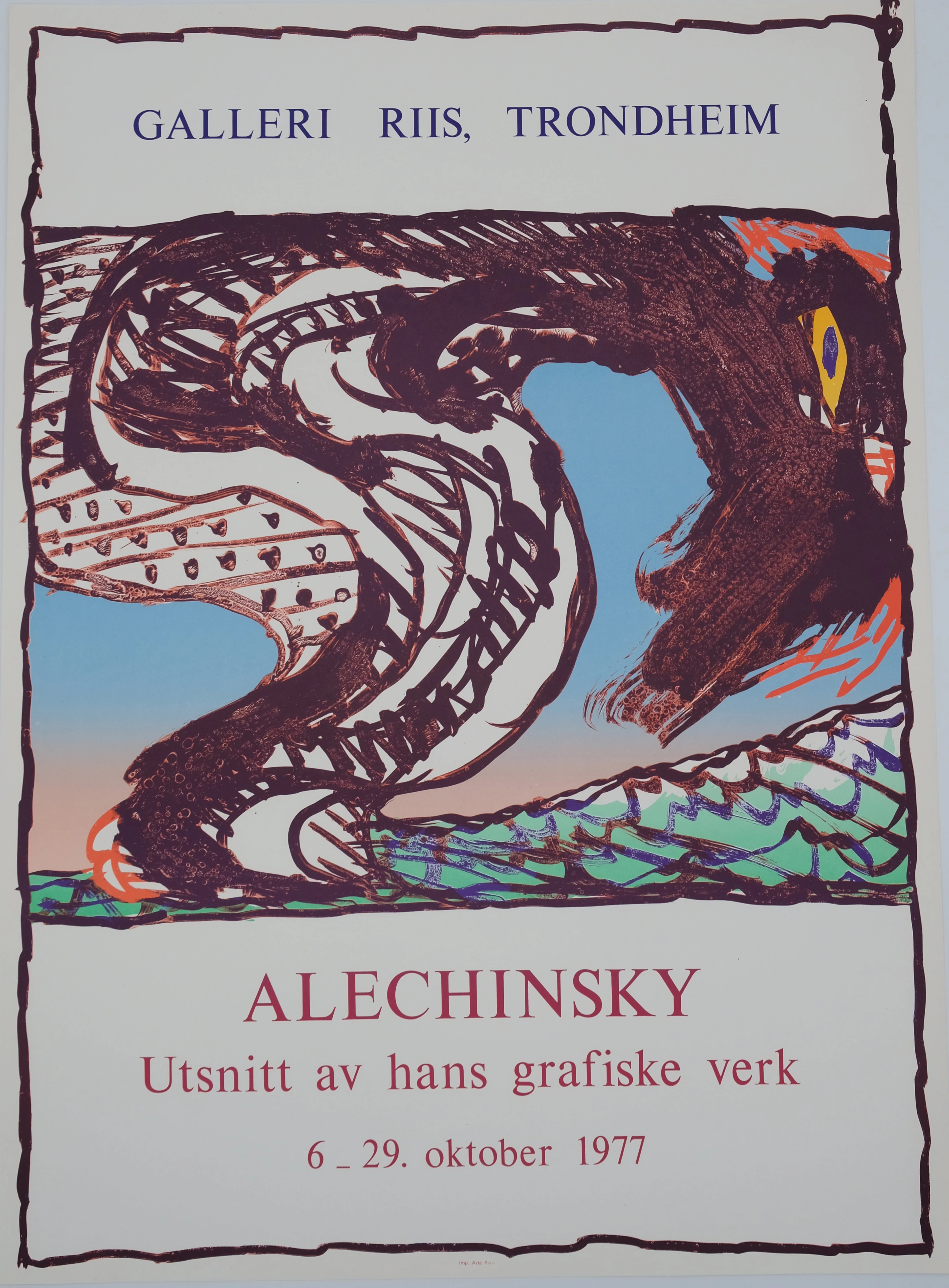 Pierre ALECHINSKY : Expo 1977 - Lithographie originale