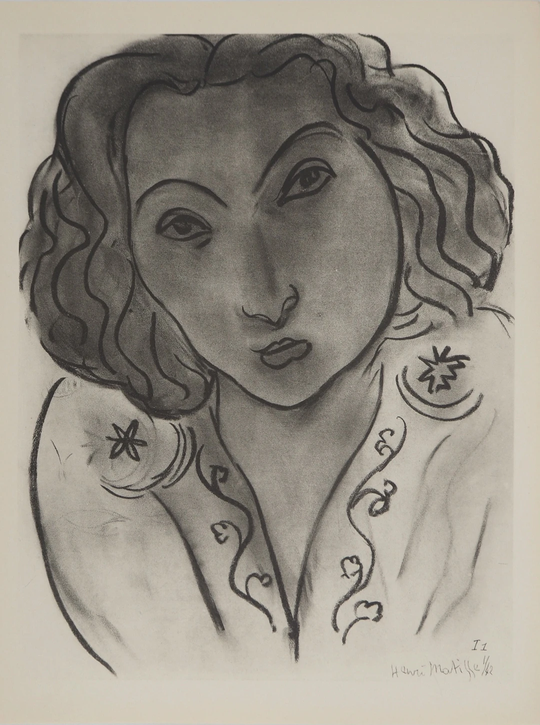 Henri MATISSE : Modèle aux grands yeux, Lithographie signée