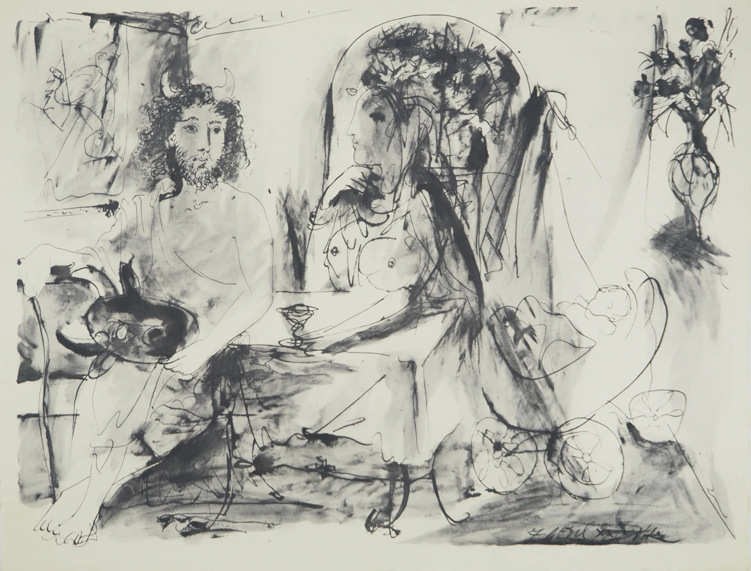 Pablo PICASSO : Le masque, Lithographie et pochoir
