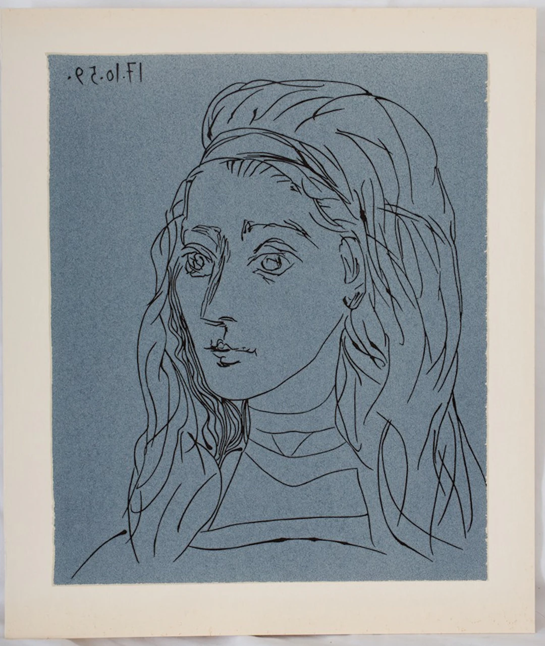 Pablo PICASSO : Portrait de Jacqueline, Linogravure
