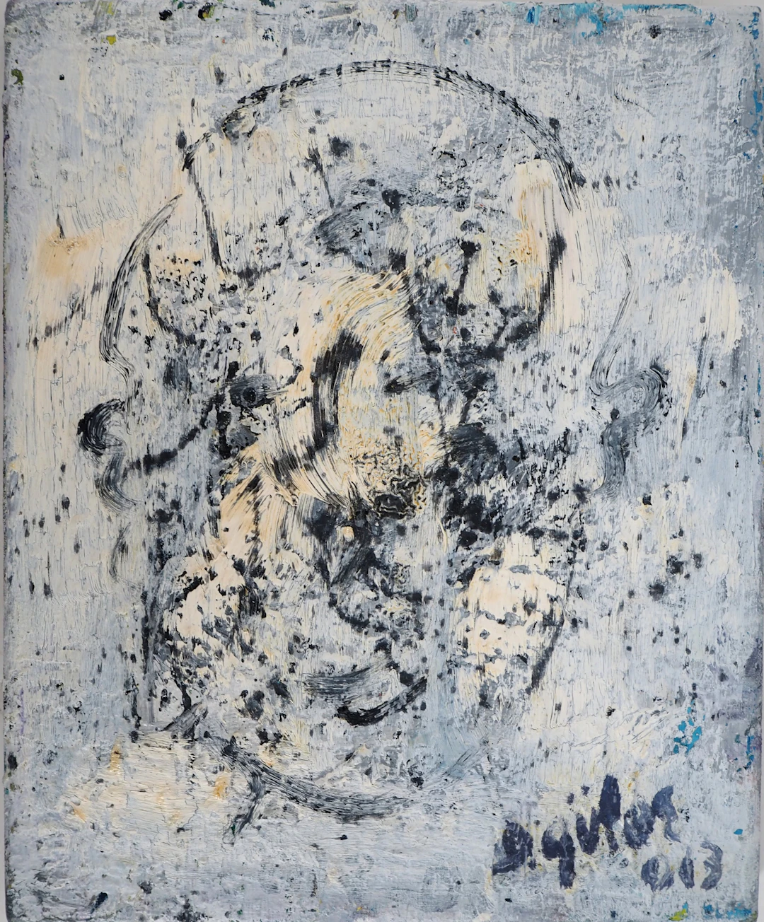 Dyap GULER - Visage masculin décomposé et abstrait - Technique mixte sur toile