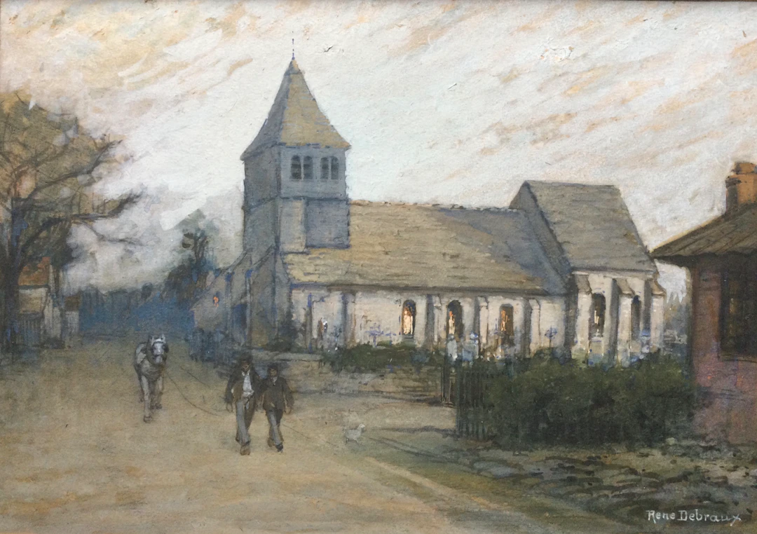 René DEBRAUX - Crépuscule - Gouache et aquarelle signée
