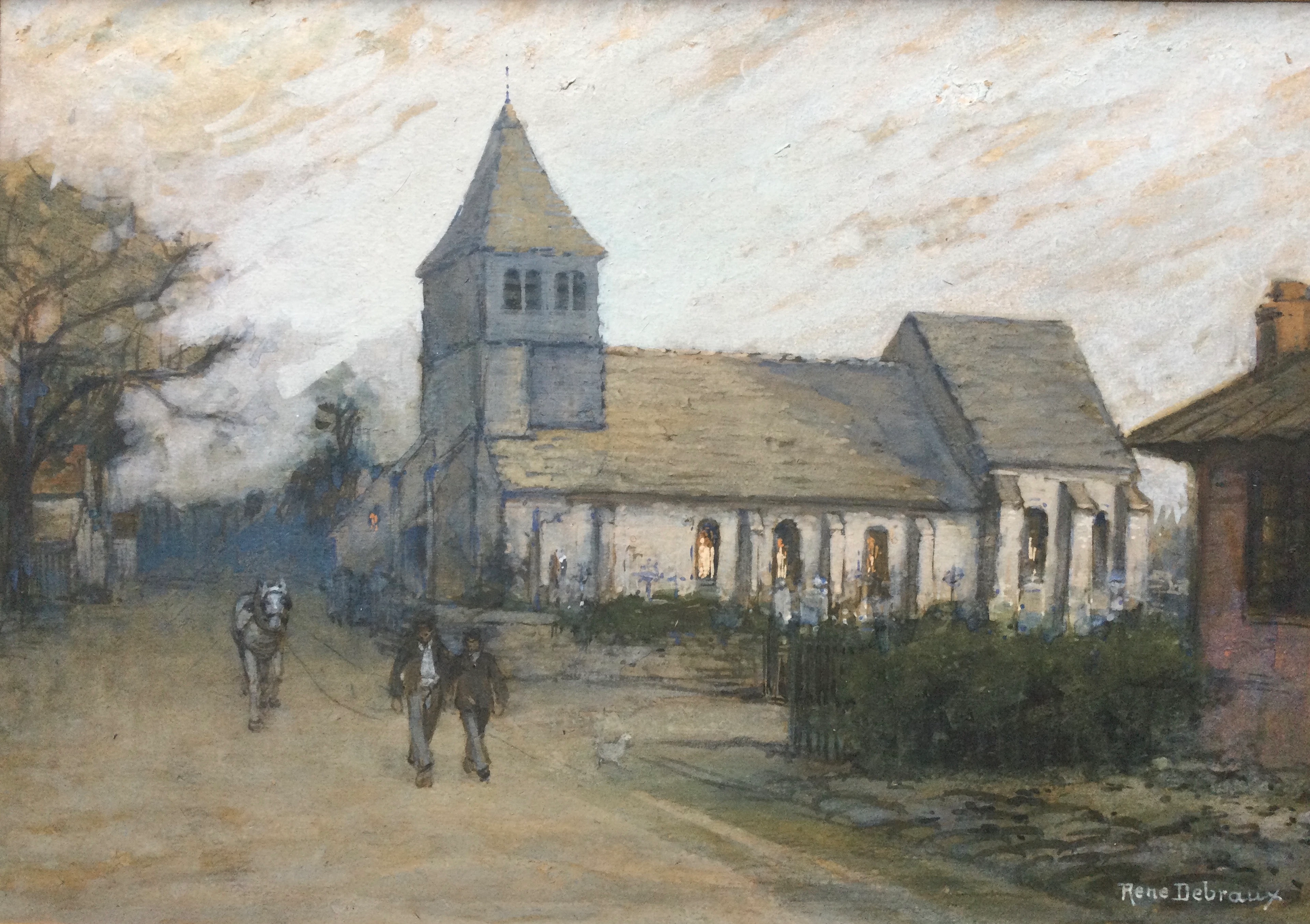René DEBRAUX - Crépuscule - Gouache et aquarelle signée