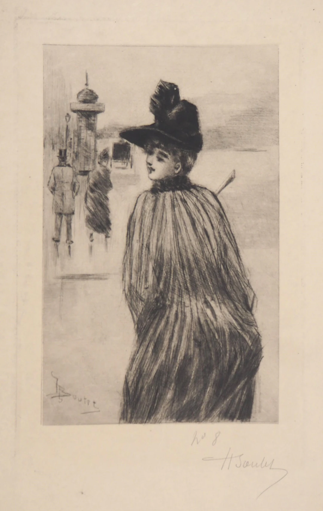 Henri BOUTET : Promenade sur la Place de Concorde - Gravure originale signée