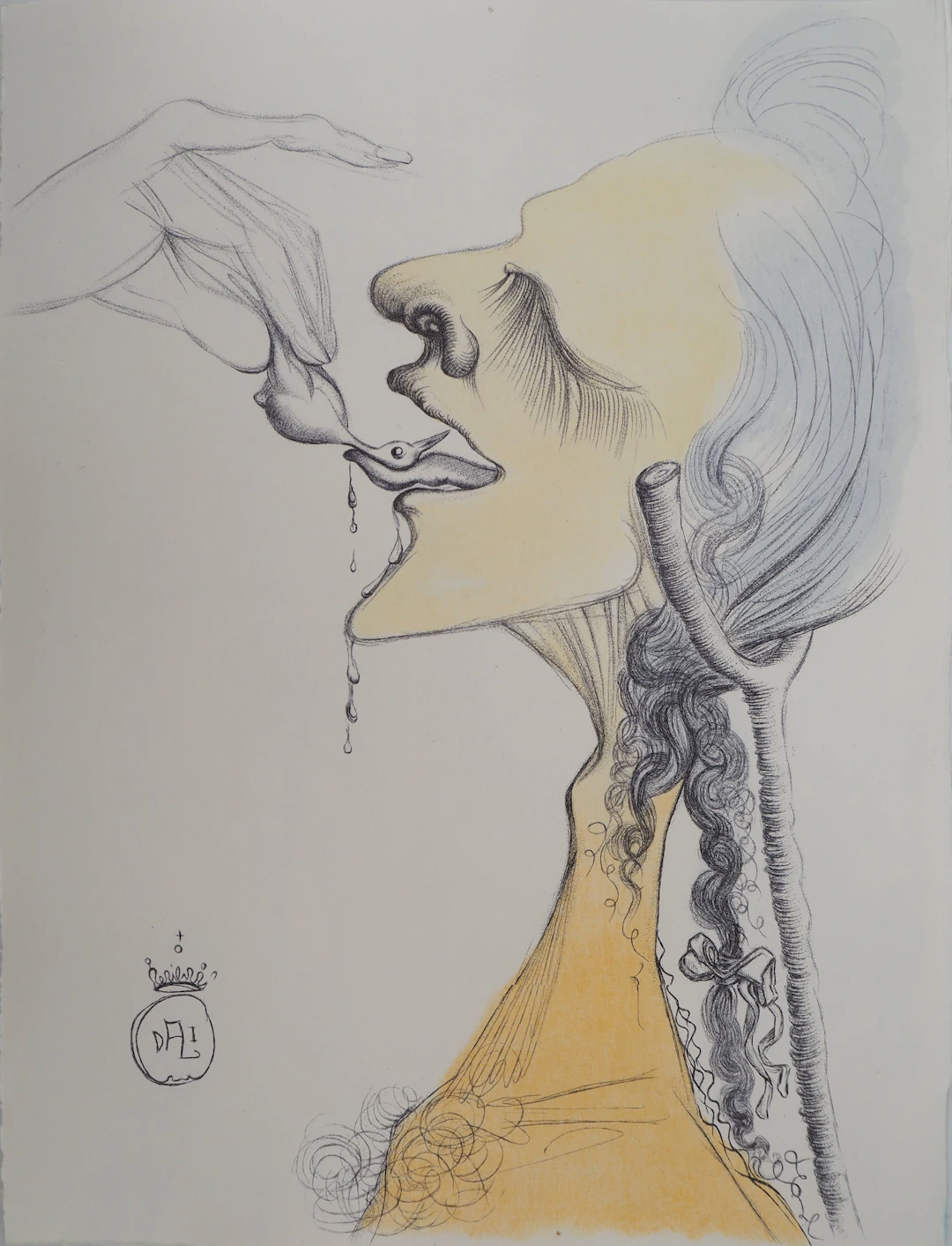 Salvador Dali : Casanova, Un petit oiseau sur la langue, Gravure originale