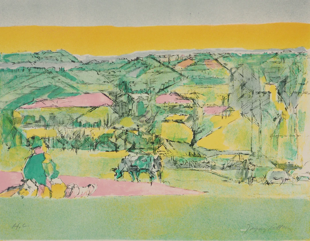 Jacques VILLON - Scène pastorale - Lithographie originale signée