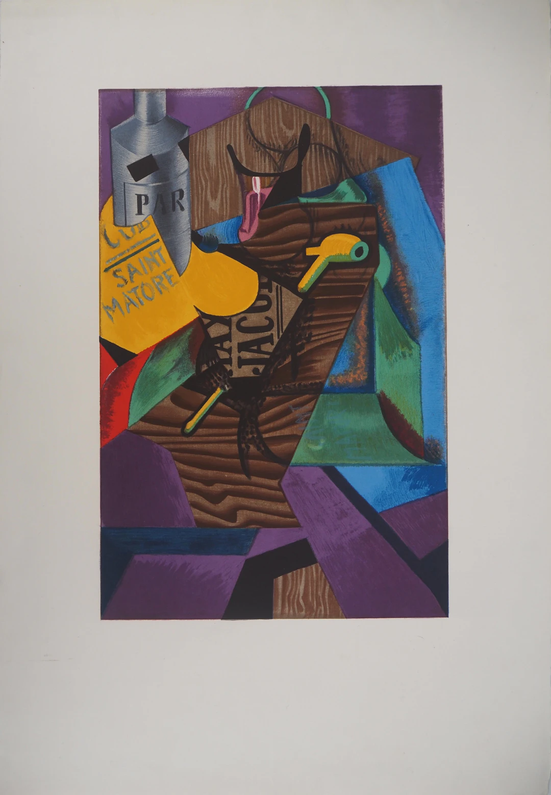 Juan GRIS - Composition cubiste à la pipe et au journal - Lithographie