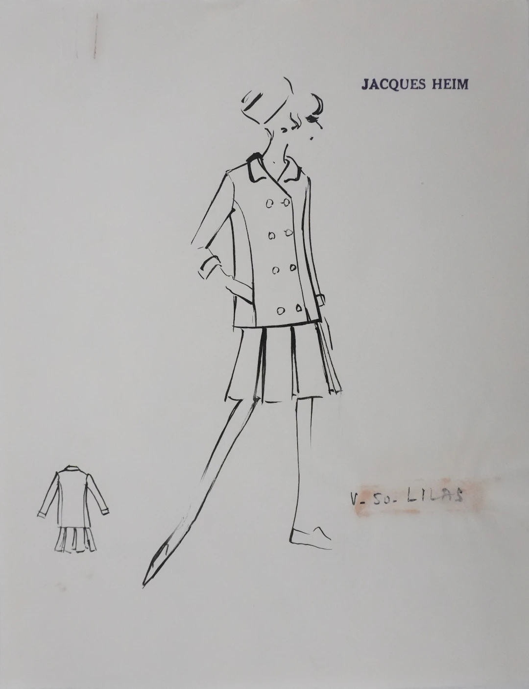 Jacques HEIM : Ensemble Lilas, Dessin original signé