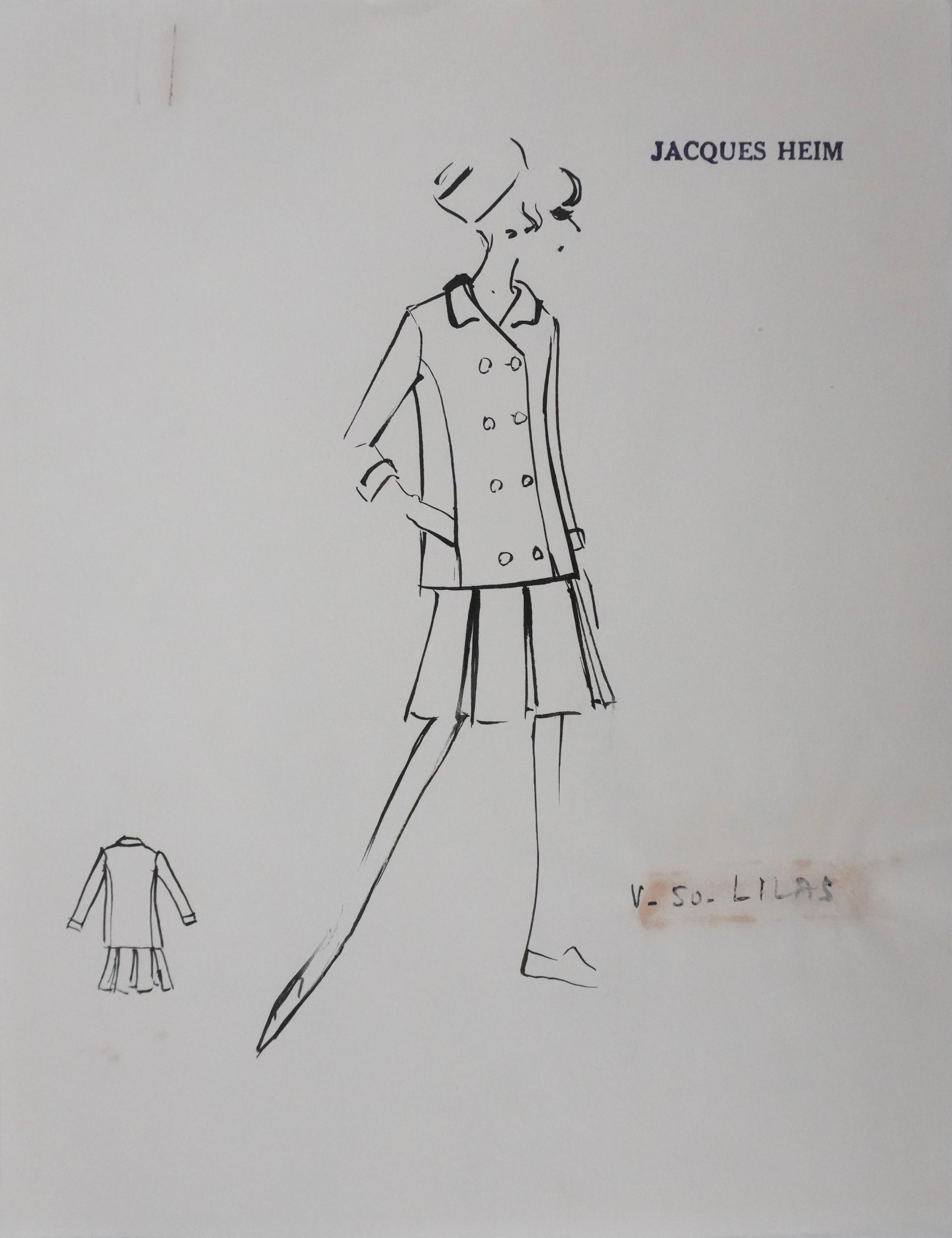 Jacques HEIM : Ensemble Lilas, Dessin original signé