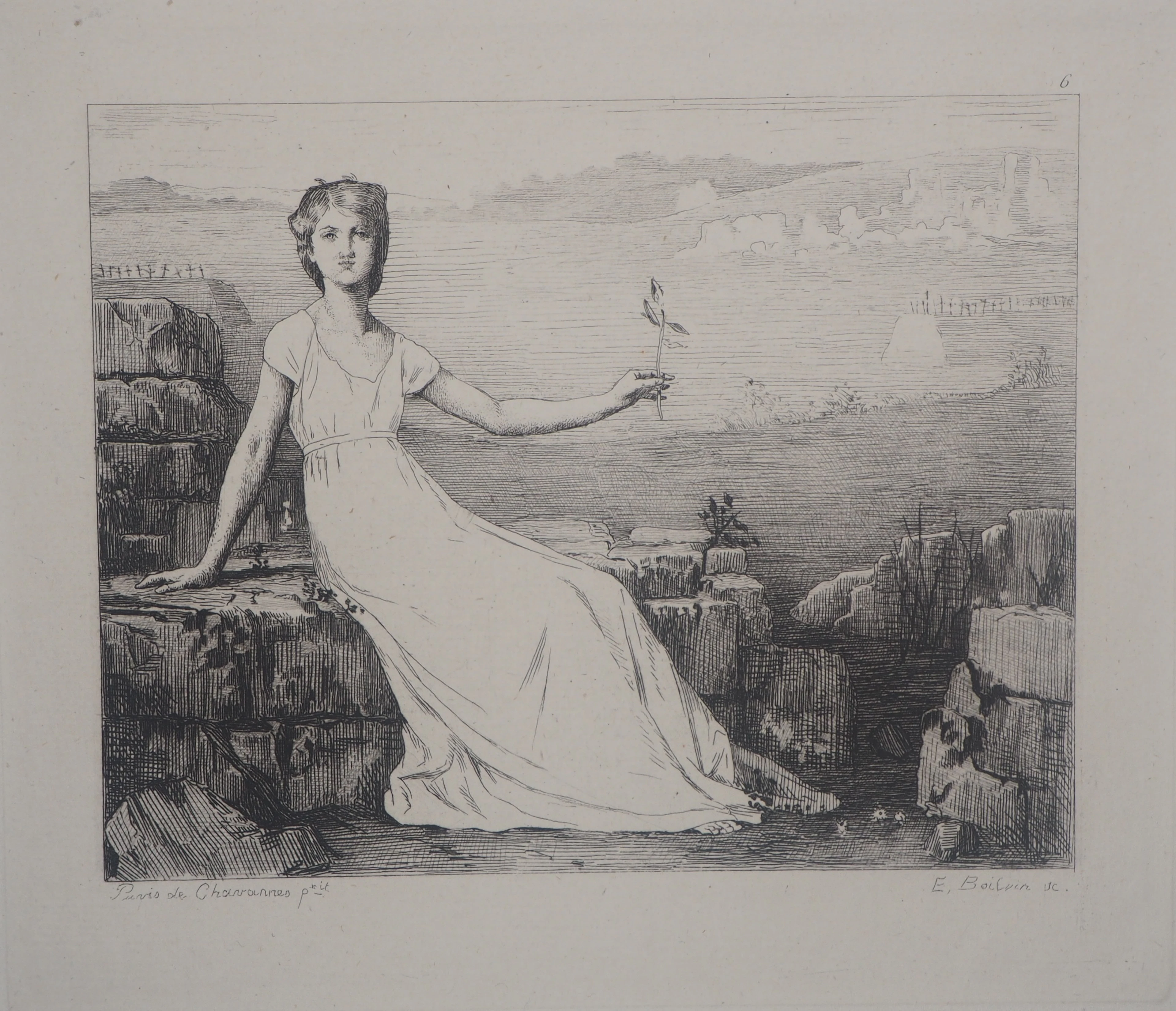 PUVIS DE CHAVANNES - L'Espérance, 1873 - Gravure, signée
