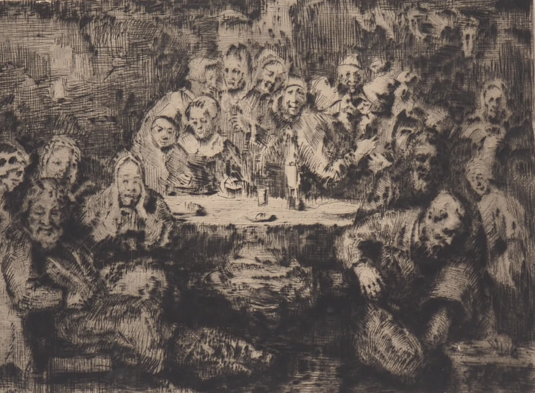 Simon Glatzer - Fête russe - Gravure originale signée