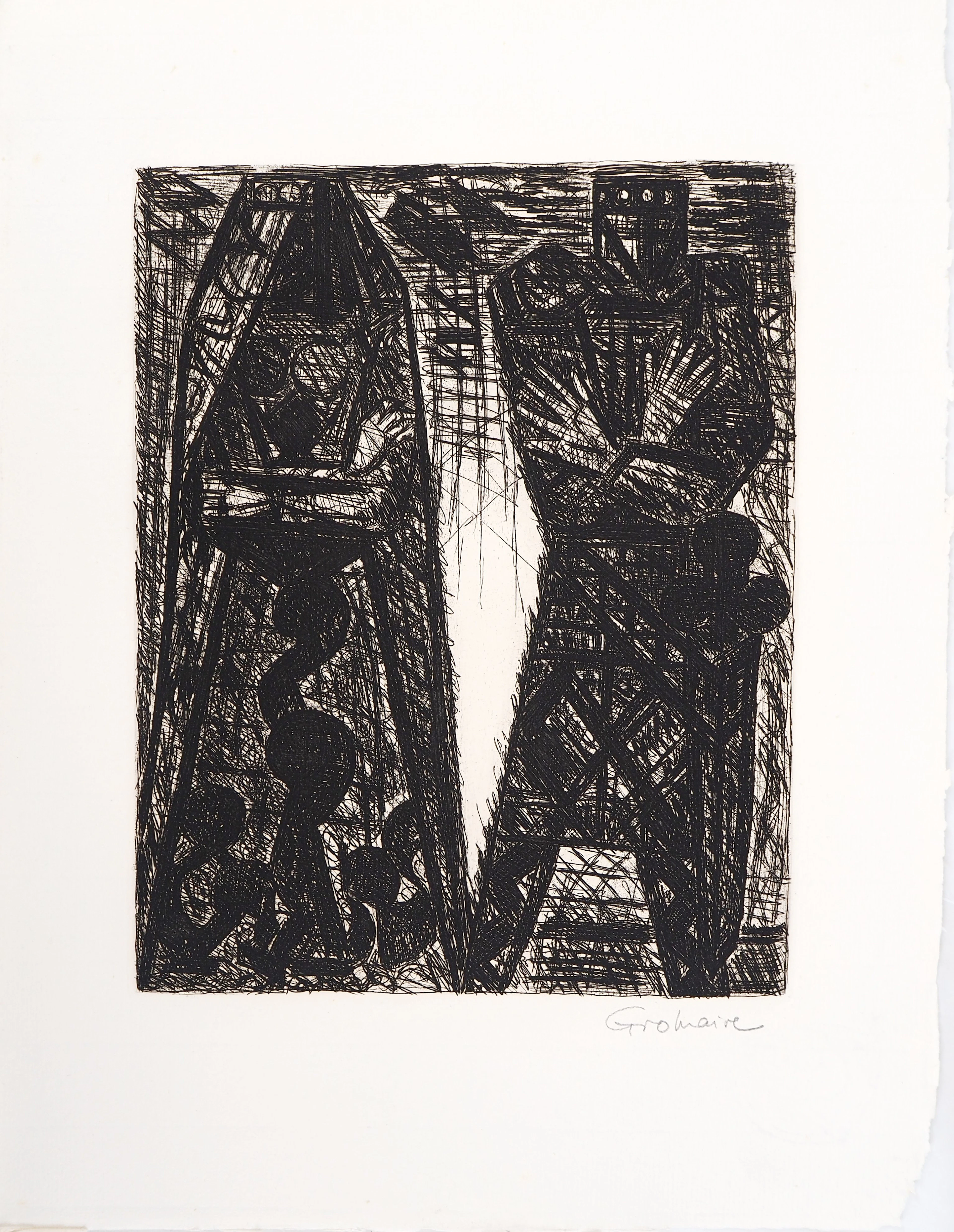 Marcel GROMAIRE - Macbeth, Shakespeare: le complot , 1958 - Eau-forte
