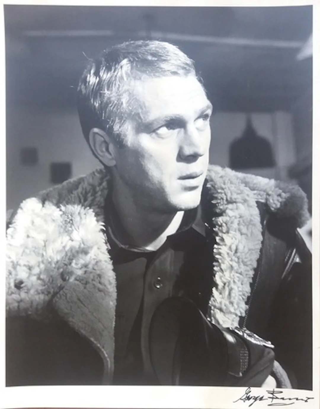 George BARRIS - Steve McQueen. War Lover. Pensif, Tirage argentique signé