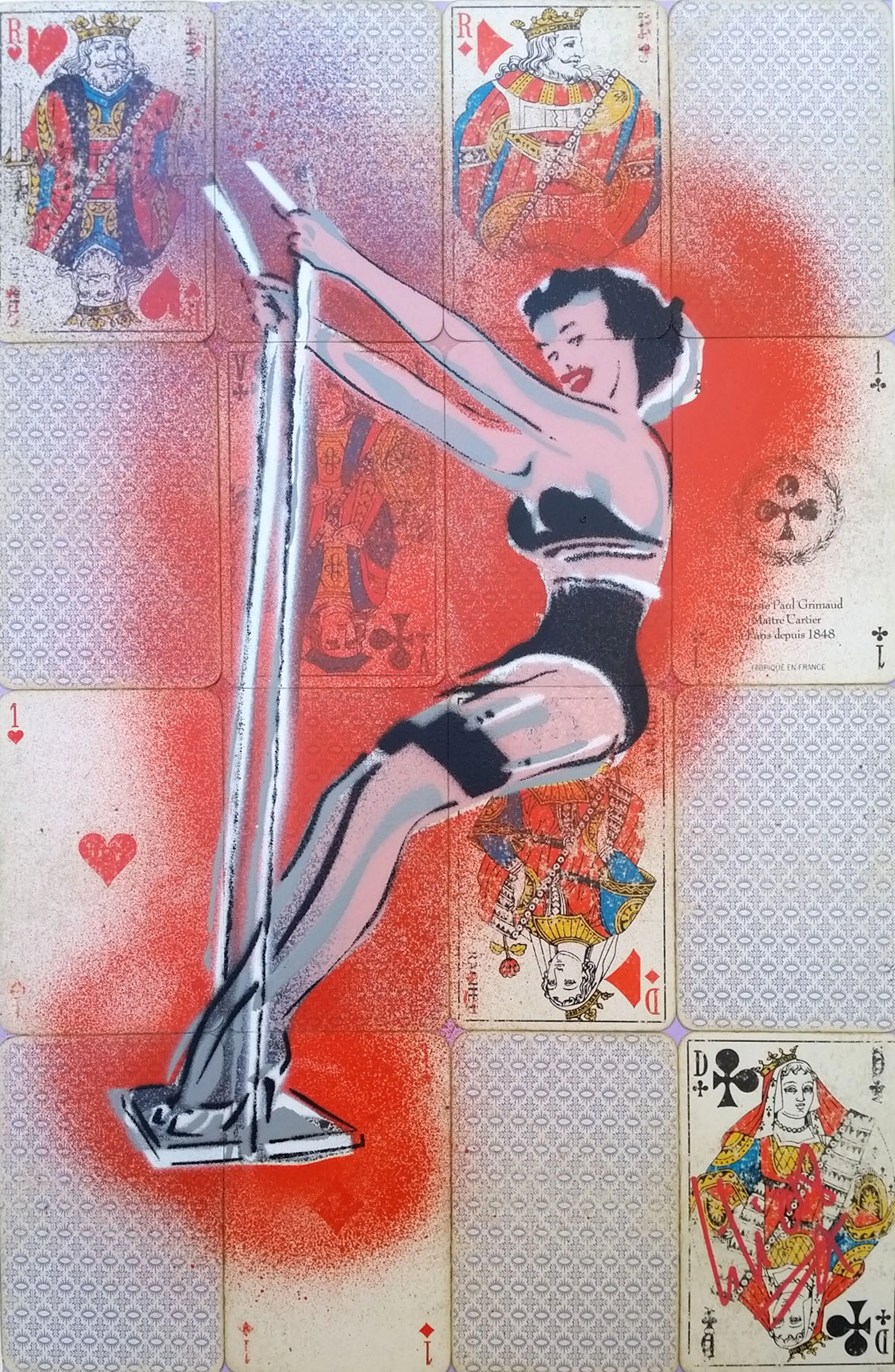Christophe STOUVENEL - Strip Poker Love, 2018 - Pochoir signé