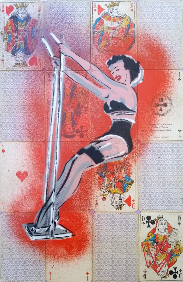 Christophe STOUVENEL - Strip Poker Love, 2018 - Pochoir signé
