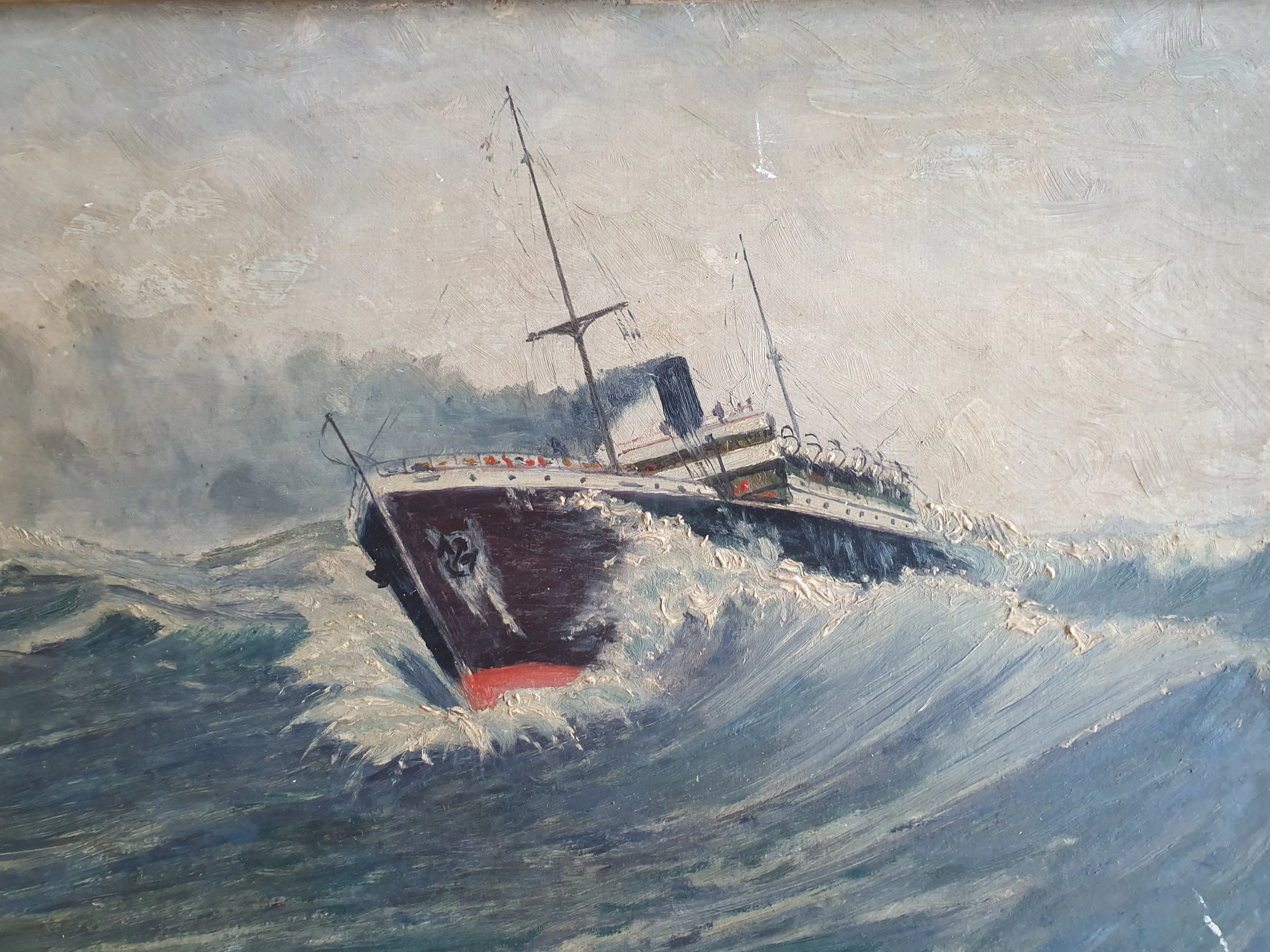 J. Pedoussot - Louqsor par grosse mer - huile sur bois