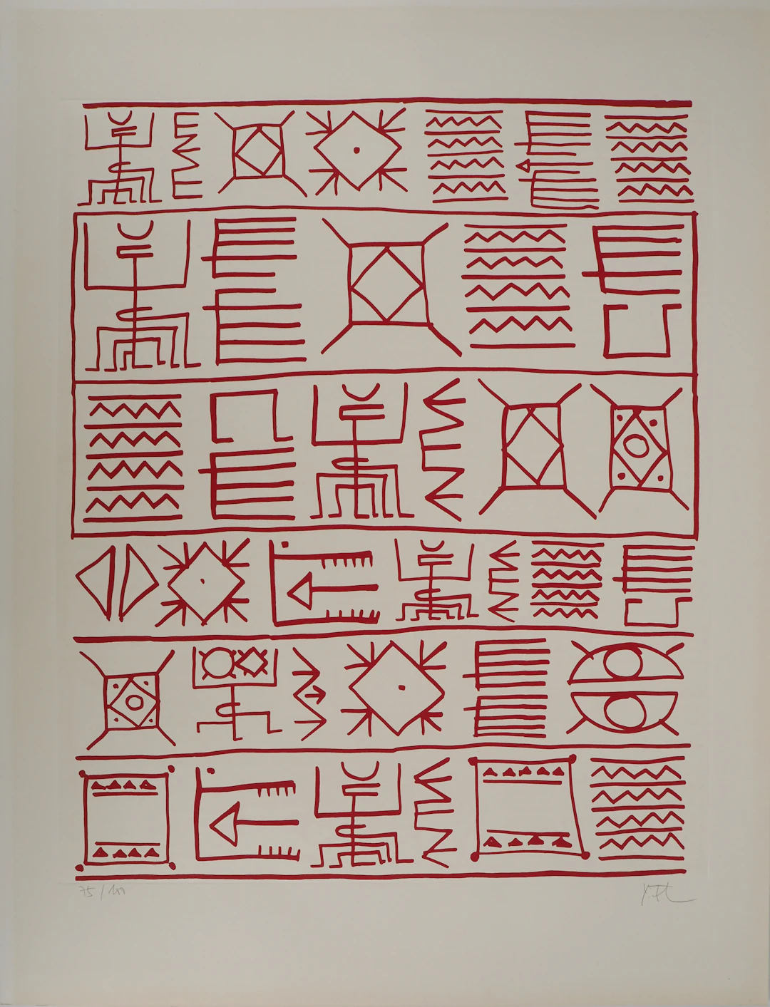 Yona FRIEDMAN : Pictogrammes de la Genèse (Rouge), Sérigraphie originale signée