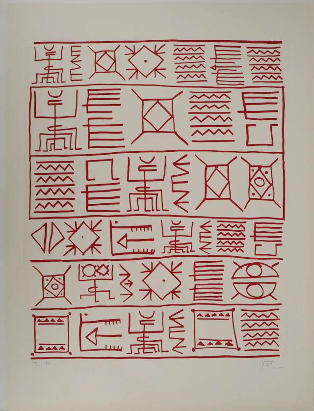 Yona FRIEDMAN : Pictogrammes de la Genèse (Rouge), Sérigraphie originale signée