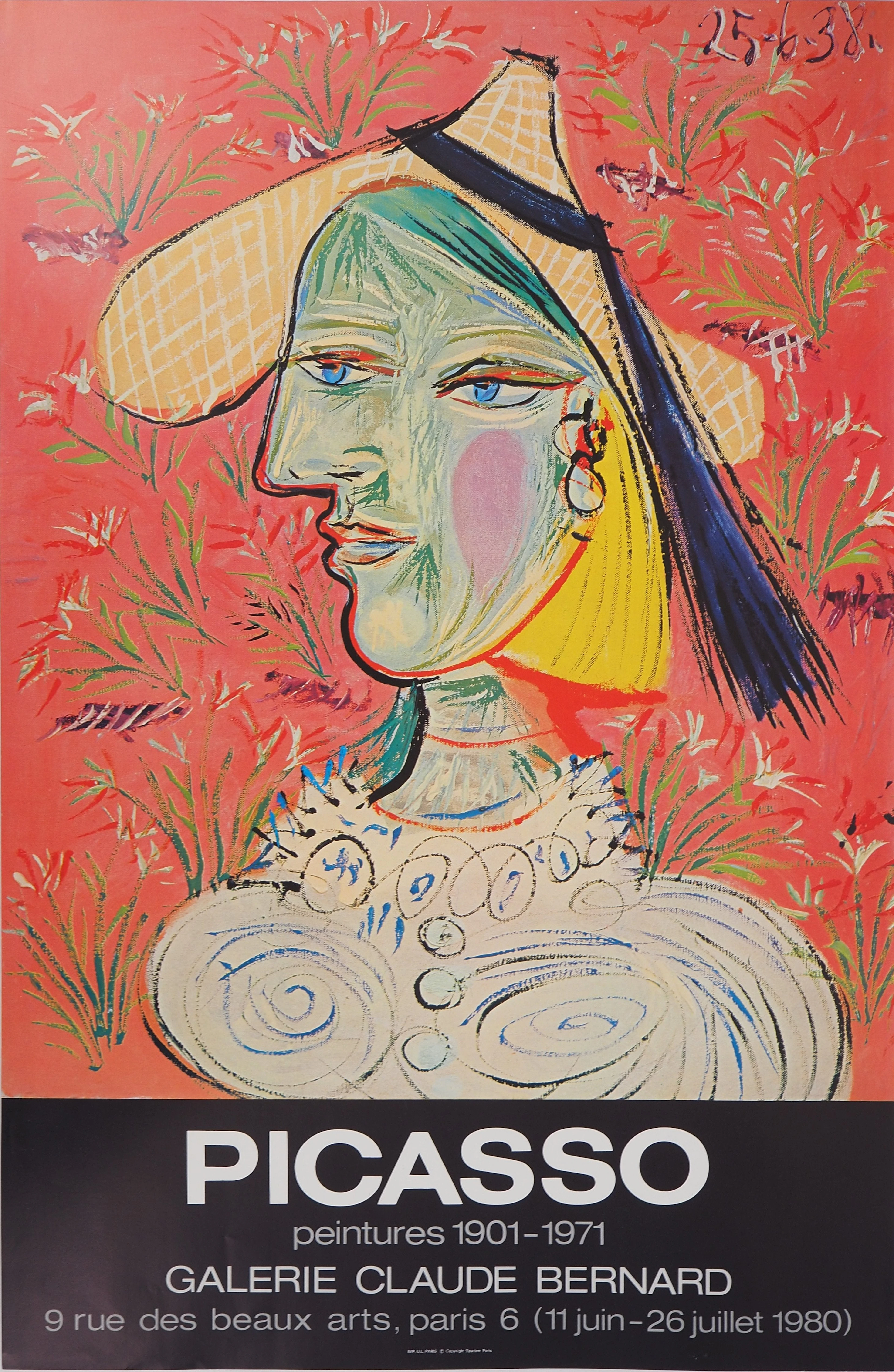Pablo PICASSO : Femme au chapeau, Affiche originale d’époque