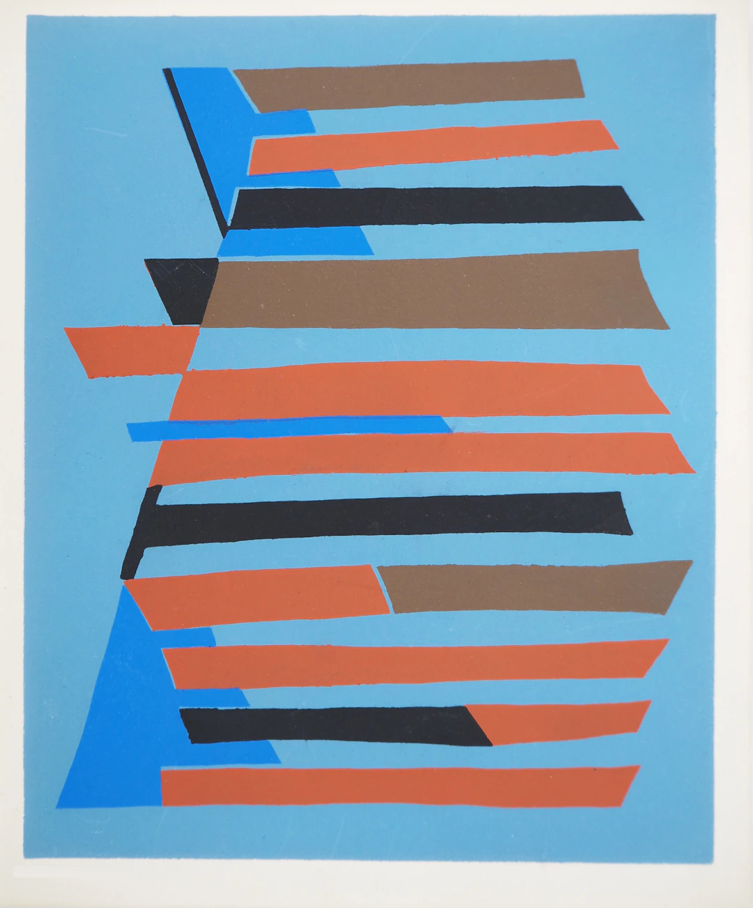 Alberto MAGNELLI : Empilement abstrait, Lithographie et pochoir