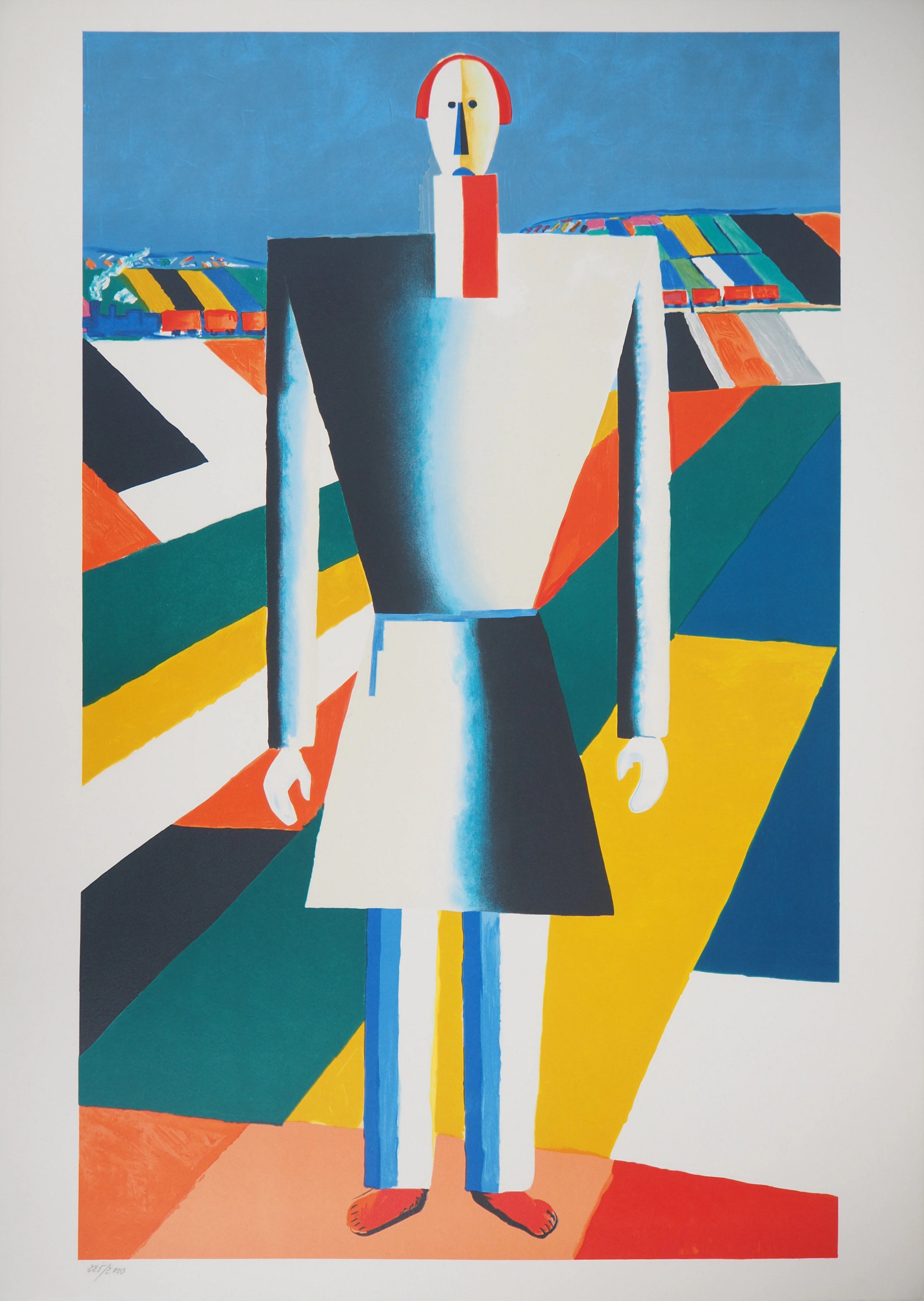 Kasimir Malevitch (d’après) : Homme dans les champs - Lithographie (Mourlot)