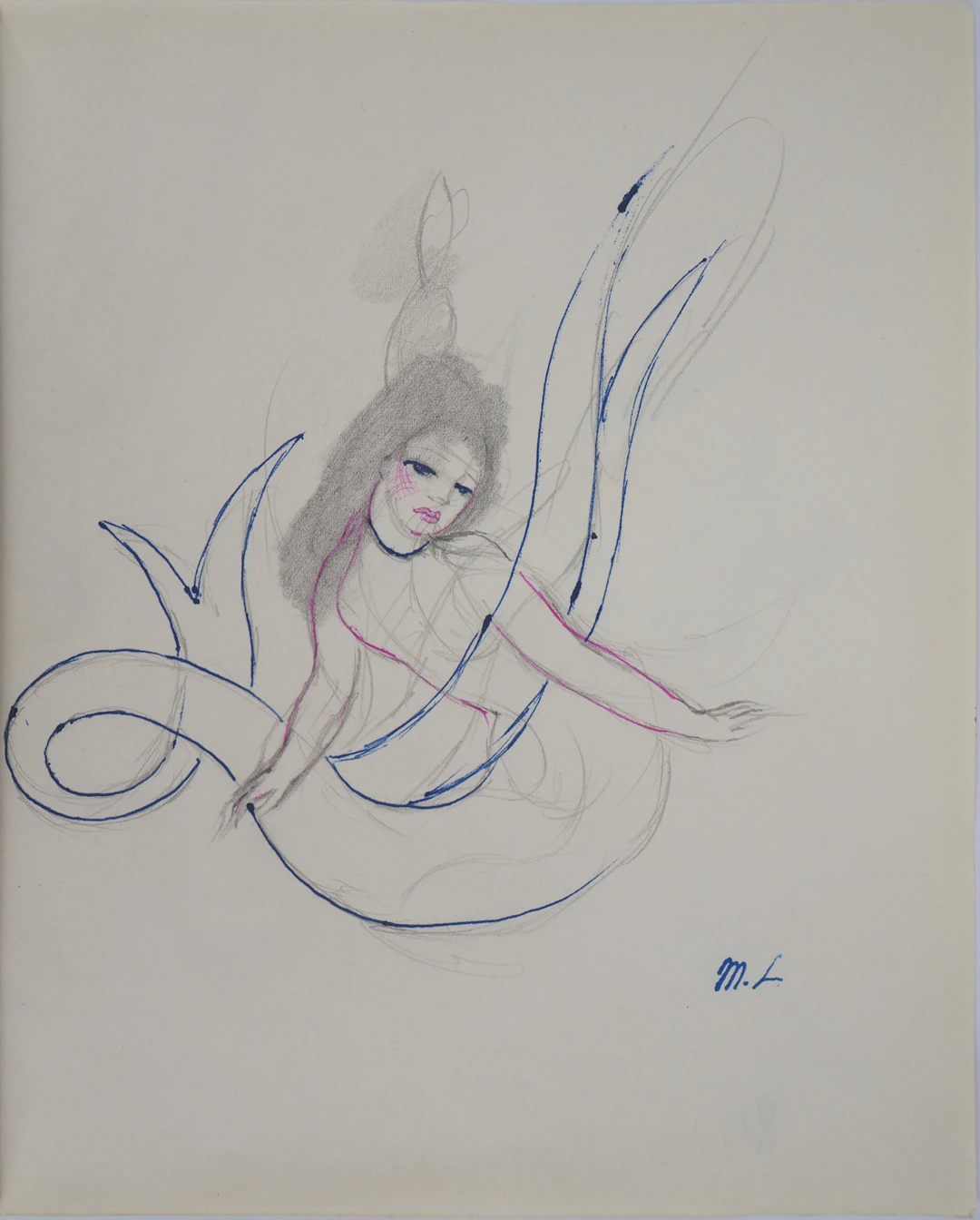 Marie LAURENCIN : Sirène, Dessin original signé