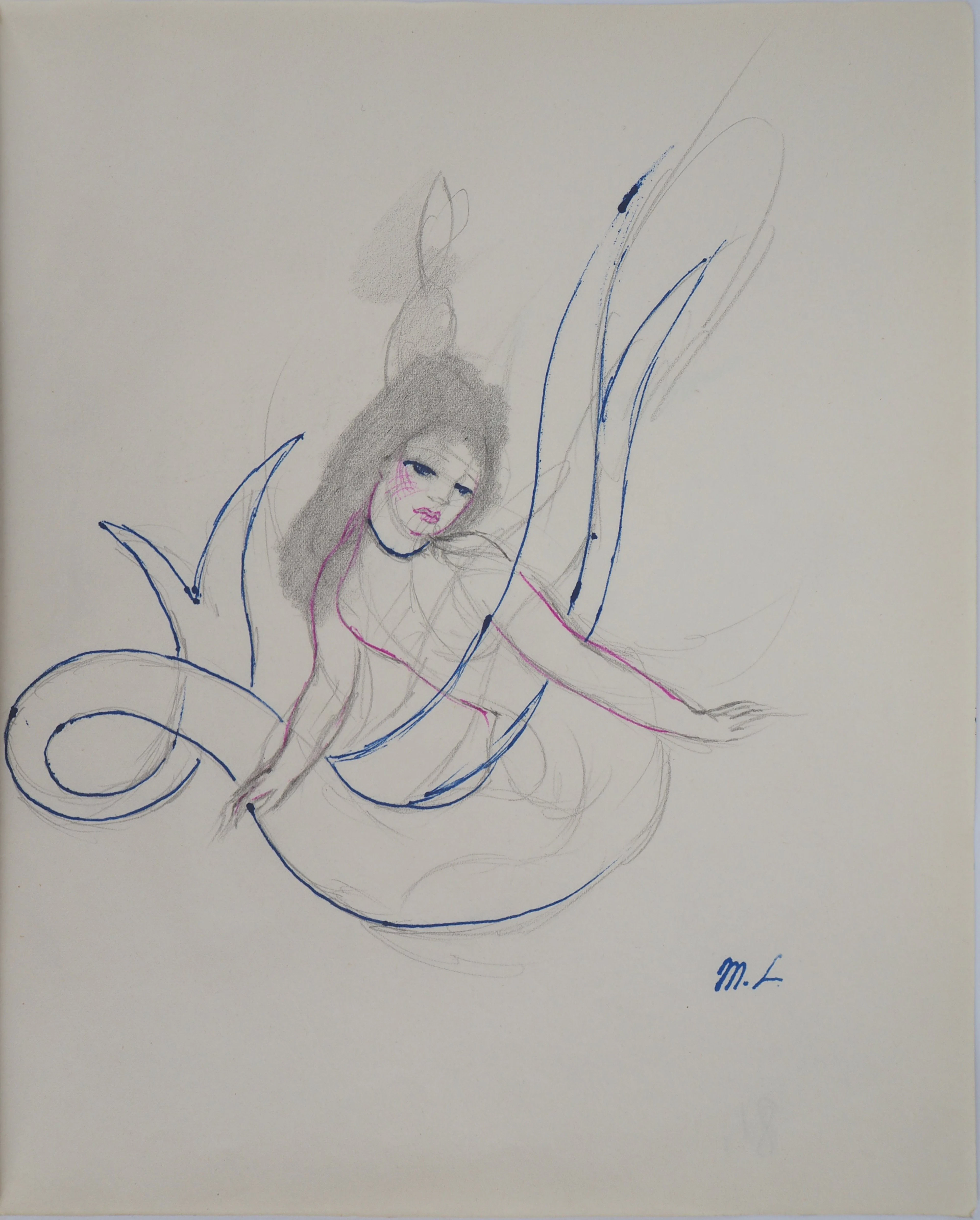 Marie LAURENCIN : Sirène, Dessin original signé