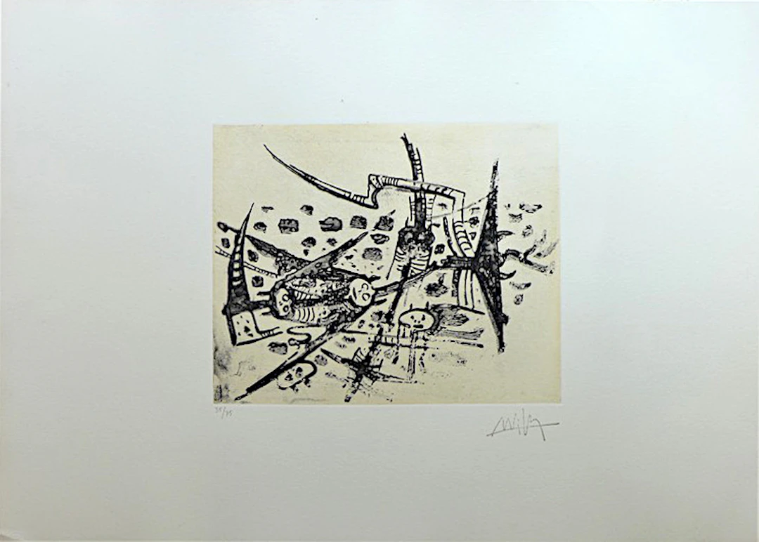 Wifredo LAM - Au galop, au galop n’est pas rose, 1989 - Gravure signée