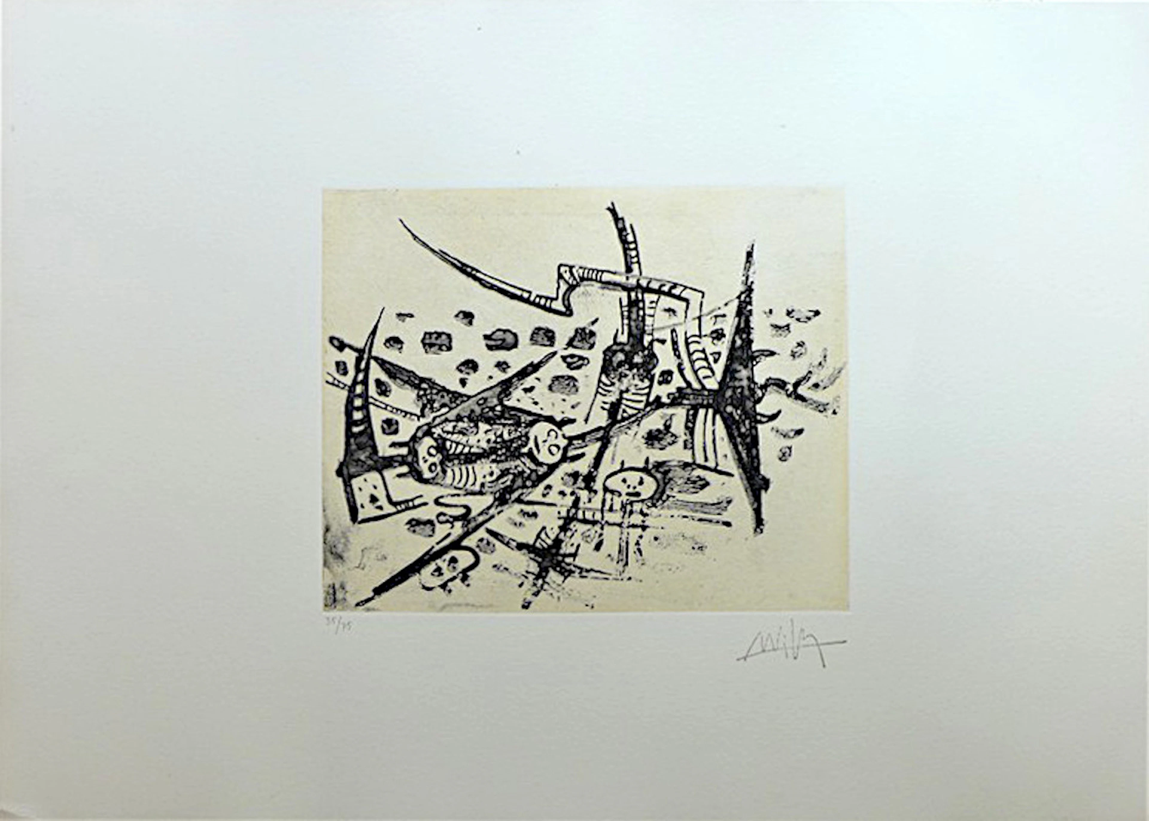 Wifredo LAM - Au galop, au galop n’est pas rose, 1989 - Gravure signée