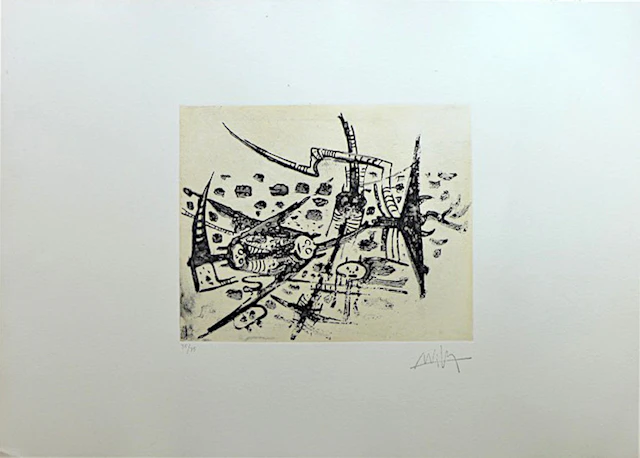 Wifredo LAM - Au galop, au galop n’est pas rose, 1989 - Gravure signée