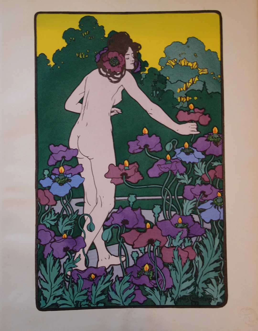 Hans CHRISTIANSEN - L’heure du berger, 1897- Lithographie originale signée