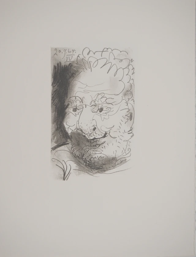 Pablo PICASSO : Le Goût du Bonheur, Portrait d'un vieillard, Lithographie