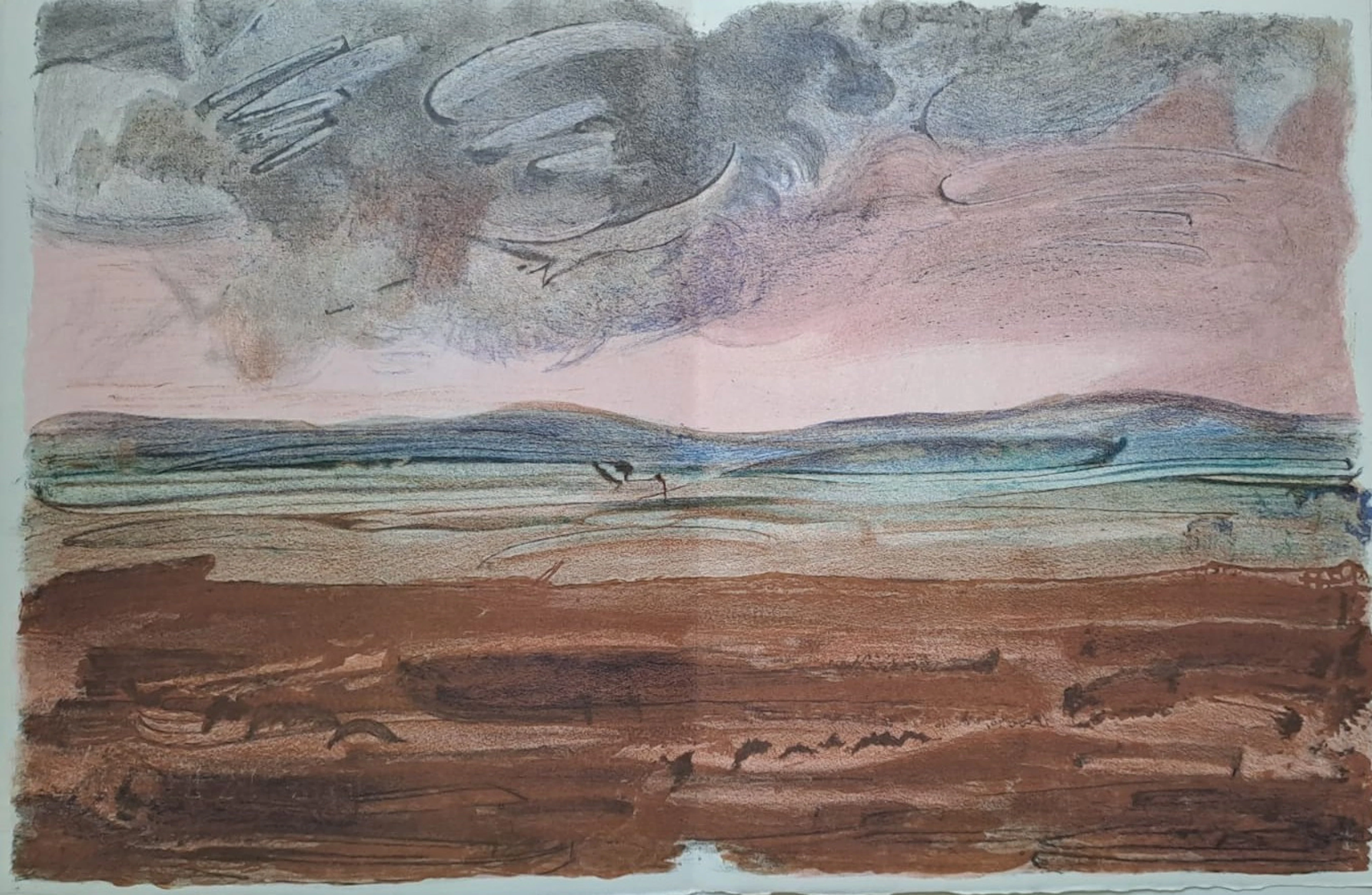 Jacques Birr - Paysage au crépuscule - Lithographie originale