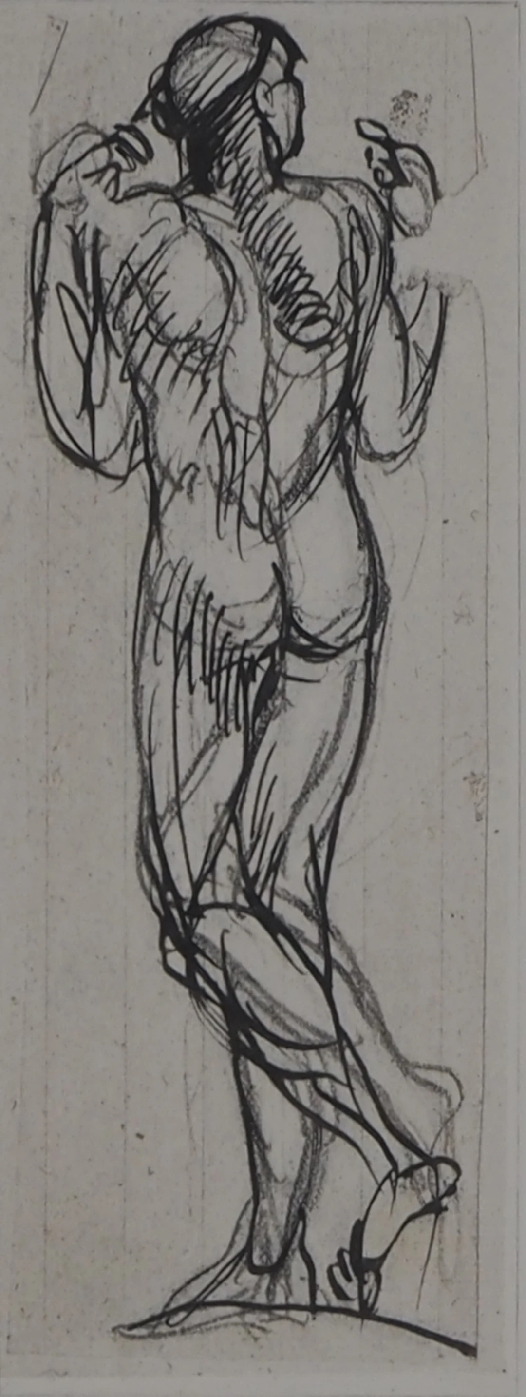 Auguste RODIN : Nu masculin de dos, Gravure