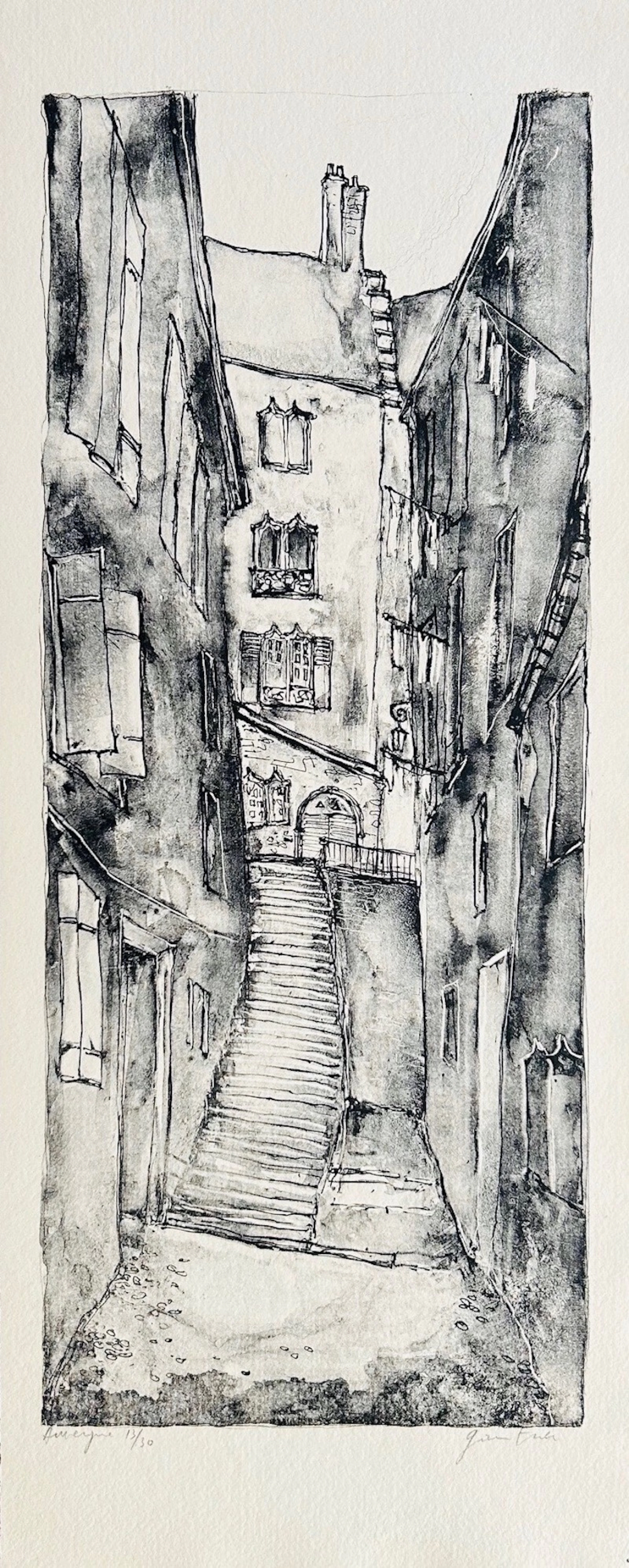 Bernard GANTNER - Ruelle, 1980 - Lithographie originale signée au crayon