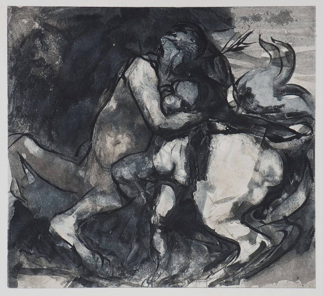 Auguste RODIN (d’après) : Centaure et enfant - Gravure