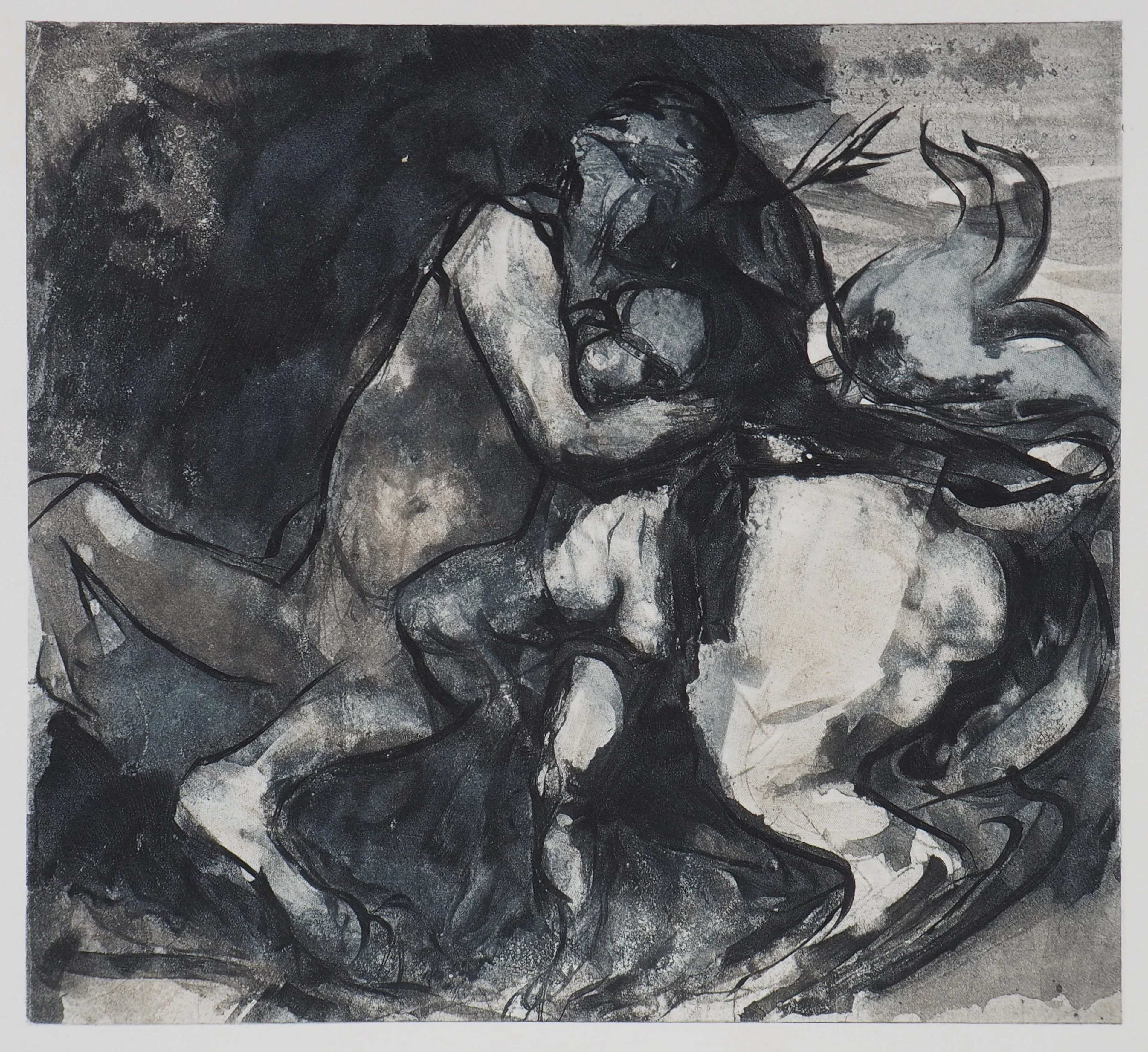 Auguste RODIN (d’après) : Centaure et enfant - Gravure