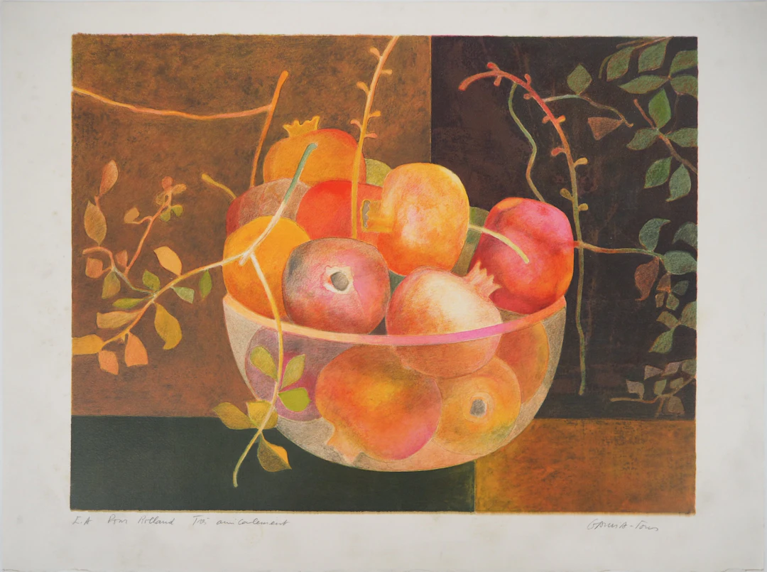 Pierre GARCIA-FONS : Grenades dans un bol - Lithographie originale