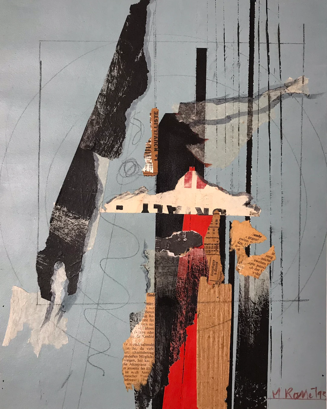 Martine ROSSET - Composition,1995 - Technique mixte signée