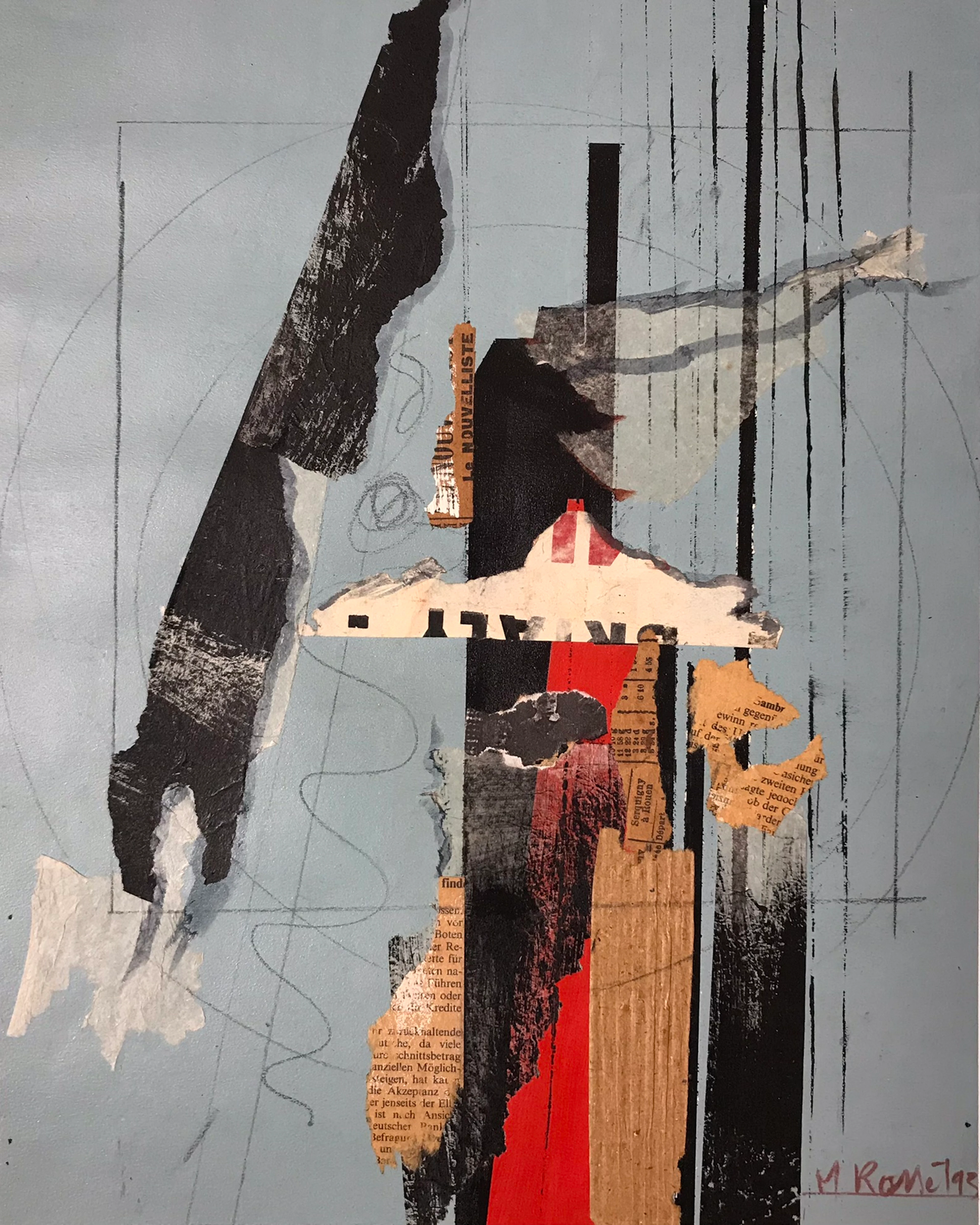 Martine ROSSET - Composition,1995 - Technique mixte signée